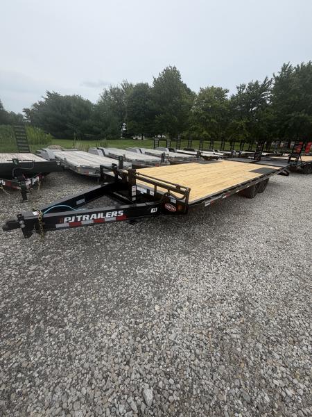New 2027 PJ TRAILER DECKOVER F8242 102X24 TA DOVETAIL W/ MONSTER RAMPS (GVW:16000) BLACK