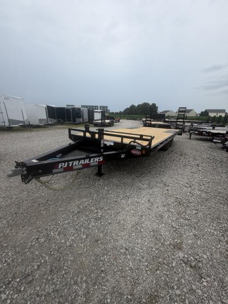 New 2027 PJ TRAILER DECKOVER F8222 102X22 TA DOVETAIL W/ FOLD UP RAMPS (GVW:14000) BLACK