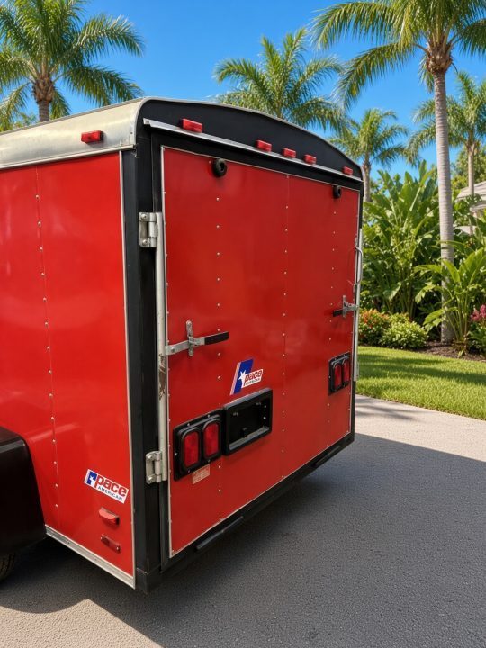 Used 1995 Pace American 6x10 Enclosed Trailer – Red | 2,990 GVWR | Spare Tire Cargo / Enclosed Trailer