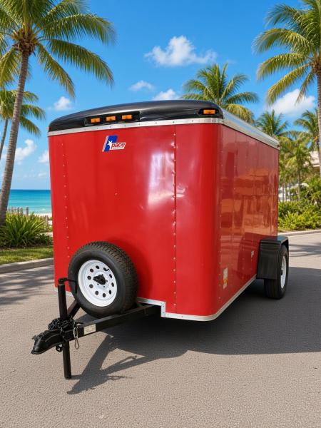 Used 1995 Pace American 6x10 Enclosed Trailer – Red | 2,990 GVWR | Spare Tire Cargo / Enclosed Trailer