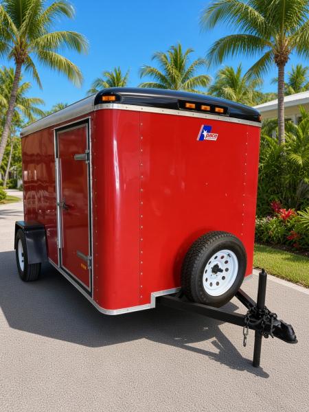 Used 1995 Pace American 6x10 Enclosed Trailer – Red | 2,990 GVWR | Spare Tire Cargo / Enclosed Trailer