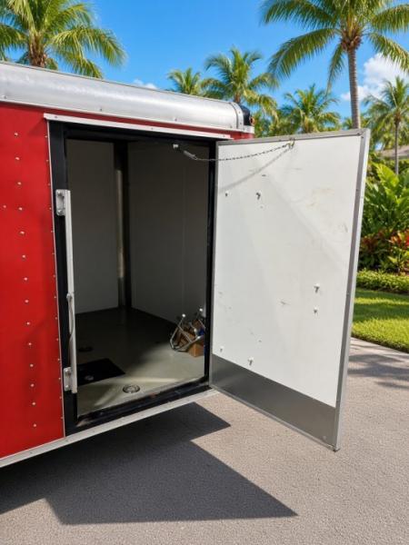Used 1995 Pace American 6x10 Enclosed Trailer – Red | 2,990 GVWR | Spare Tire Cargo / Enclosed Trailer