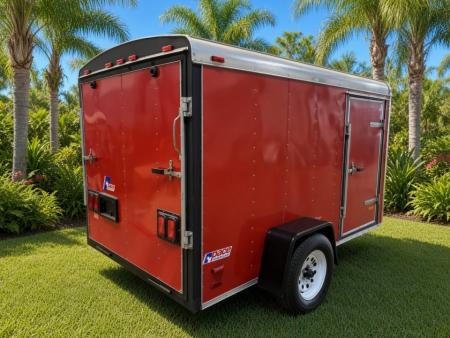Used 1995 Pace American 6x10 Enclosed Trailer – Red | 2,990 GVWR | Spare Tire Cargo / Enclosed Trailer