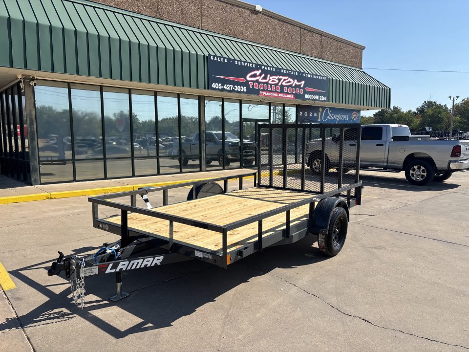 New #158652 2027 LAMAR UC 12 X 83 SINGLE AXLE PIPE TOP 3K UTILITY TRAILER W/ REAR RAMP GATE