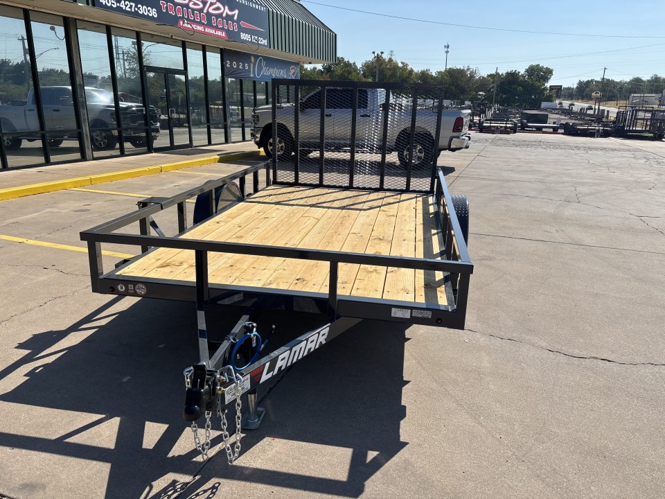 New #158652 2027 LAMAR UC 12 X 83 SINGLE AXLE PIPE TOP 3K UTILITY TRAILER W/ REAR RAMP GATE