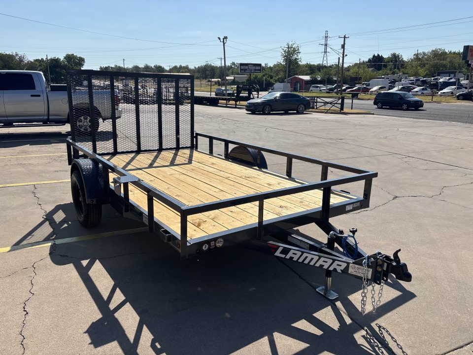 New #158652 2027 LAMAR UC 12 X 83 SINGLE AXLE PIPE TOP 3K UTILITY TRAILER W/ REAR RAMP GATE