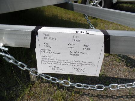 New 2026 Quality Steel and Aluminum 6 X 10 Aluminum Frame , Wood Deck Utility Trailer