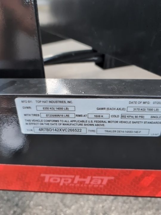 New 2027 Top Hat Trailers Channel Frame Economy Dump 14K 14 x 83 DE14 Dump Trailer