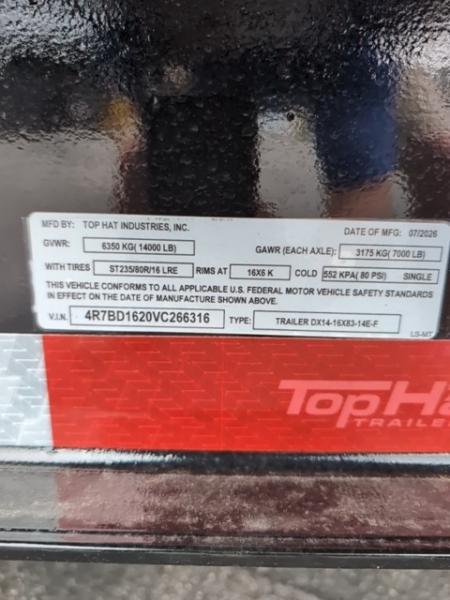 New 2027 Top Hat Trailers Low Profile 140 14K 16 x 83 DX14 3' Sides Dump
