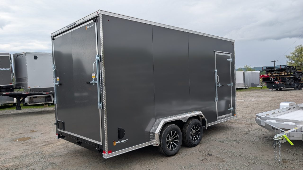 New 2026 BELMONT 7x16 V-Nose Cargo Trailer w/ Ramp Door (90" INSIDE, POLYCOR EXTERIOR!)
