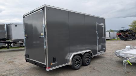 New 2026 BELMONT 7x16 V-Nose Cargo Trailer w/ Ramp Door (90" INSIDE, POLYCOR EXTERIOR!)