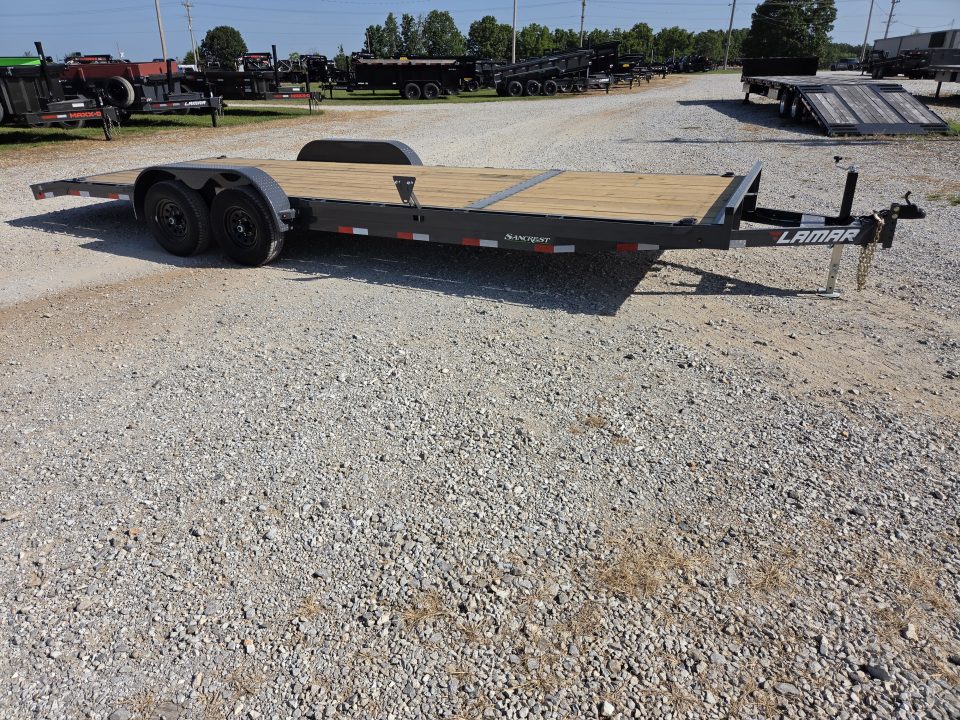 New 2027 Lamar 83X24 TANDEM 10K CAR HAULER W/2' STEEL DOVE & SLIDEOUT RAMPS