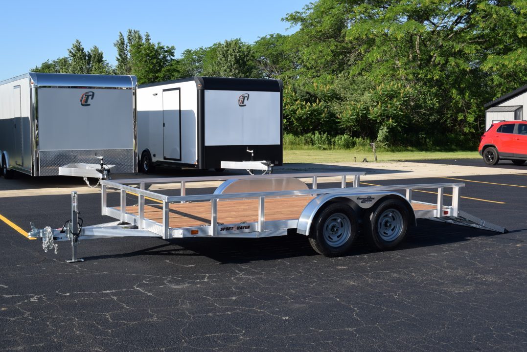 New SPORT HAVEN 7x14 OPEN UTILITY w/ BI-FOLD RAMP GATE