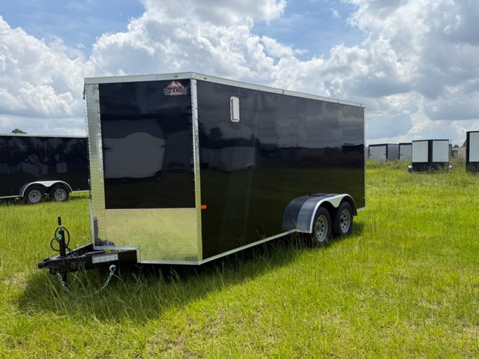 New 7x16 Black Enclosed Trailer | Rock Solid Cargo | Polycore