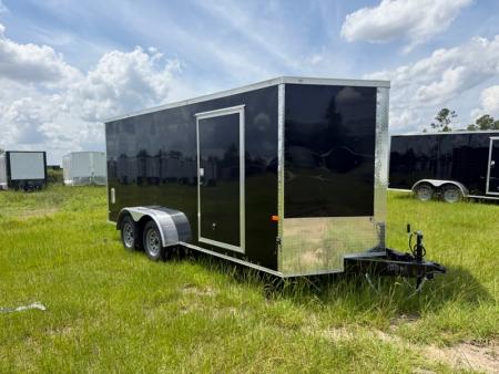 New 7x16 Black Enclosed Trailer | Rock Solid Cargo | Polycore