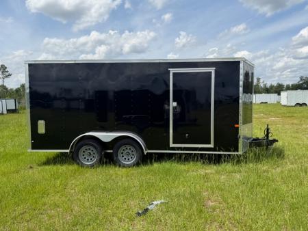 New 7x16 Black Enclosed Trailer | Rock Solid Cargo | Polycore