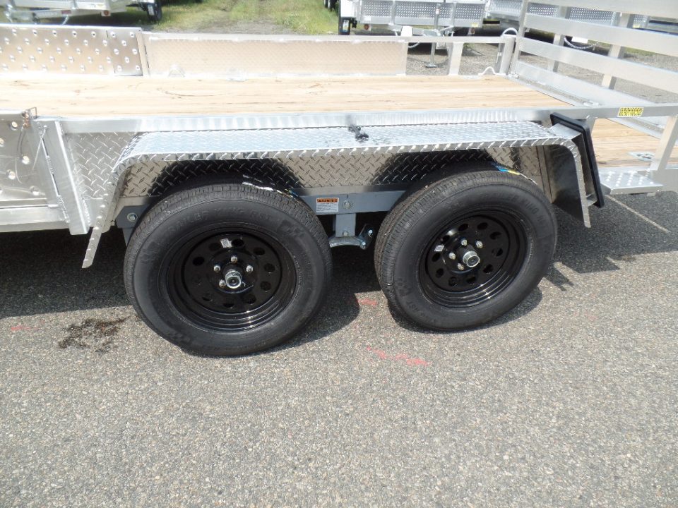 New 2026 Quality Steel and Aluminum 7X14 Aluminum frame Wood Deck, Single Axle with Side Ramps Utility Trailer