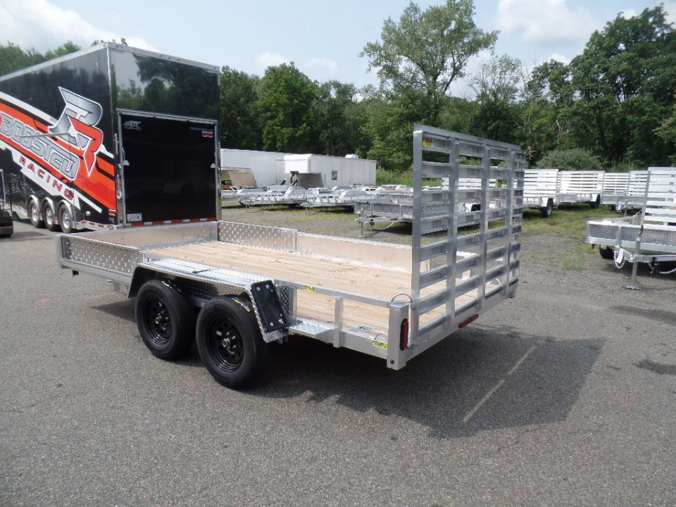 New 2026 Quality Steel and Aluminum 7X14 Aluminum frame Wood Deck, Single Axle with Side Ramps Utility Trailer