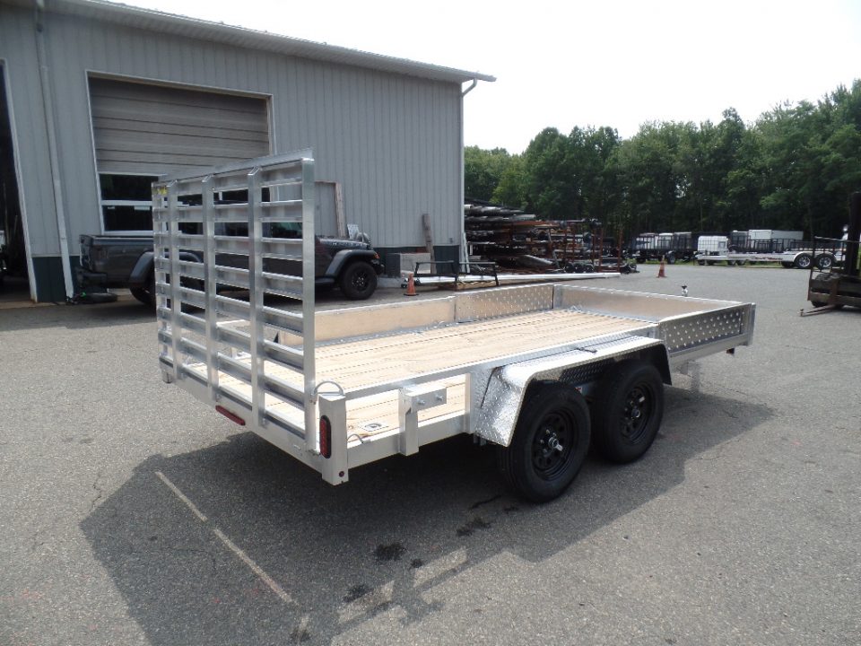 New 2026 Quality Steel and Aluminum 7X14 Aluminum frame Wood Deck, Single Axle with Side Ramps Utility Trailer