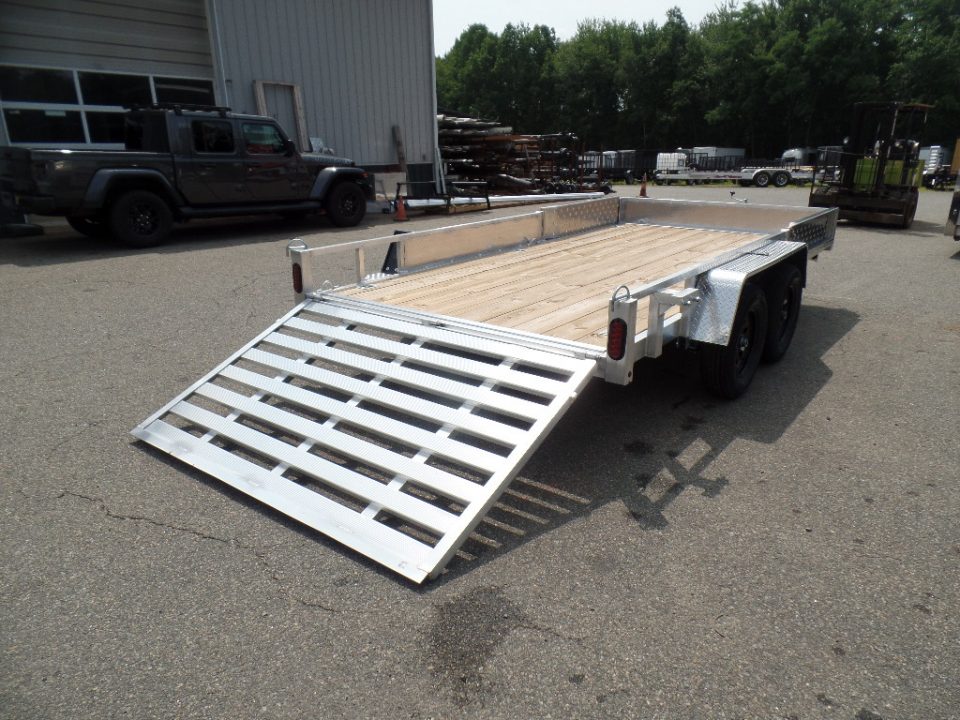 New 2026 Quality Steel and Aluminum 7X14 Aluminum frame Wood Deck, Single Axle with Side Ramps Utility Trailer