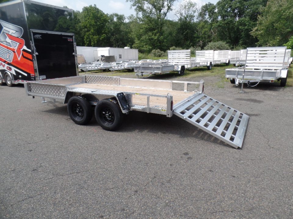 New 2026 Quality Steel and Aluminum 7X14 Aluminum frame Wood Deck, Single Axle with Side Ramps Utility Trailer
