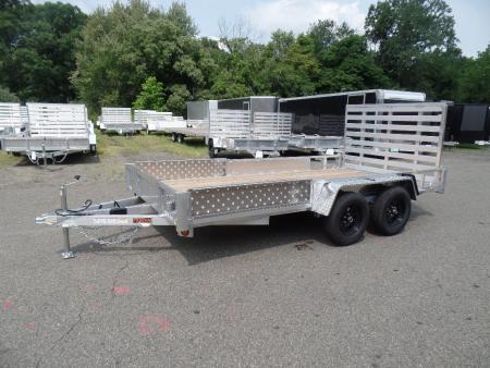 New 2026 Quality Steel and Aluminum 7X14 Aluminum frame Wood Deck, Single Axle with Side Ramps Utility Trailer
