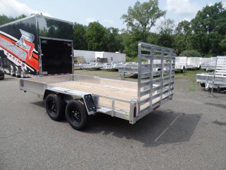 New 2026 Quality Steel and Aluminum 7X14 Aluminum frame Wood Deck, Single Axle with Side Ramps Utility Trailer