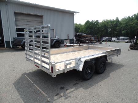 New 2026 Quality Steel and Aluminum 7X14 Aluminum frame Wood Deck, Single Axle with Side Ramps Utility Trailer