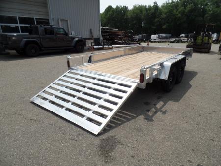 New 2026 Quality Steel and Aluminum 7X14 Aluminum frame Wood Deck, Single Axle with Side Ramps Utility Trailer