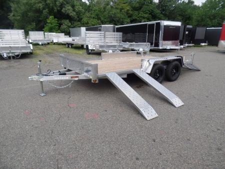 New 2026 Quality Steel and Aluminum 7X14 Aluminum frame Wood Deck, Single Axle with Side Ramps Utility Trailer