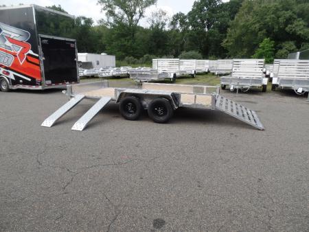 New 2026 Quality Steel and Aluminum 7X14 Aluminum frame Wood Deck, Single Axle with Side Ramps Utility Trailer