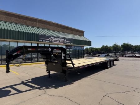 New #038460 2027 DIAMOND T DTF 32 X 102 DUAL TANDEM 24K FLATBED GOOSENECK W/ MAXX RAMPS