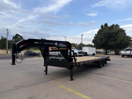New #038461 2027 DIAMOND T SWF 25 X 102 TANDEM AXLE 14K FLATBED GOOSENECK W/ MAXX RAMPS