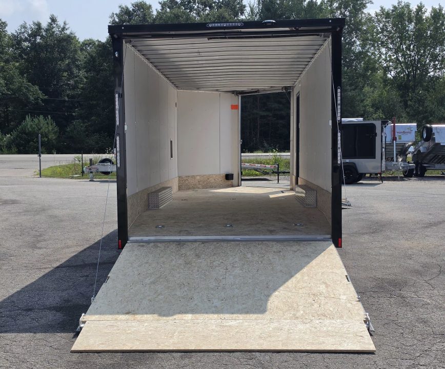 New 8 X 22 CAR HAULER ENCLOSED W/FRONT DROP DOWN DOOR ALL ALUMINUM 5200# AXLES 2027 LIGHTNING