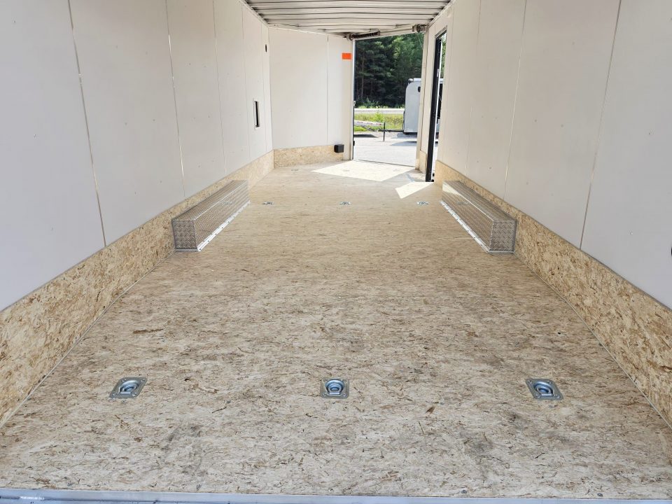 New 8 X 22 CAR HAULER ENCLOSED W/FRONT DROP DOWN DOOR ALL ALUMINUM 5200# AXLES 2027 LIGHTNING