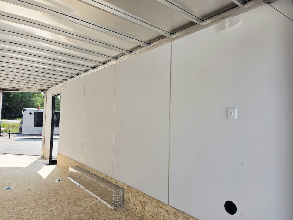 New 8 X 22 CAR HAULER ENCLOSED W/FRONT DROP DOWN DOOR ALL ALUMINUM 5200# AXLES 2027 LIGHTNING