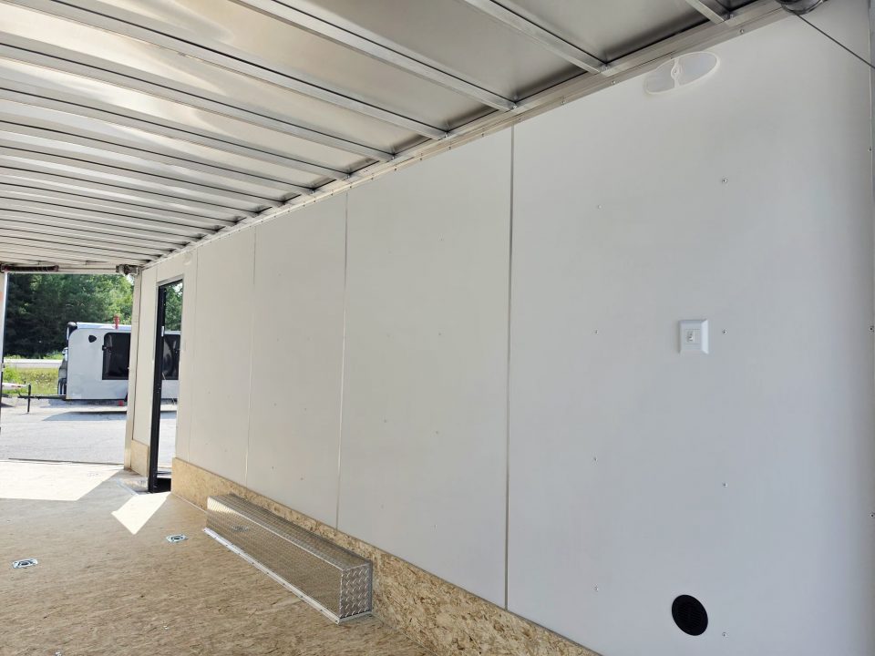 New 8 X 22 CAR HAULER ENCLOSED W/FRONT DROP DOWN DOOR ALL ALUMINUM 5200# AXLES 2027 LIGHTNING
