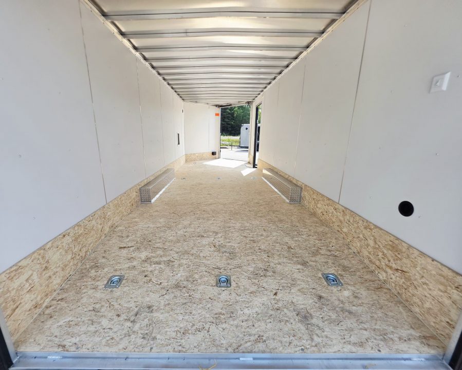 New 8 X 22 CAR HAULER ENCLOSED W/FRONT DROP DOWN DOOR ALL ALUMINUM 5200# AXLES 2027 LIGHTNING