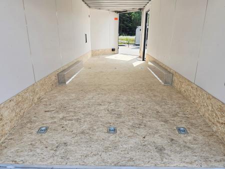 New 8 X 22 CAR HAULER ENCLOSED W/FRONT DROP DOWN DOOR ALL ALUMINUM 5200# AXLES 2027 LIGHTNING