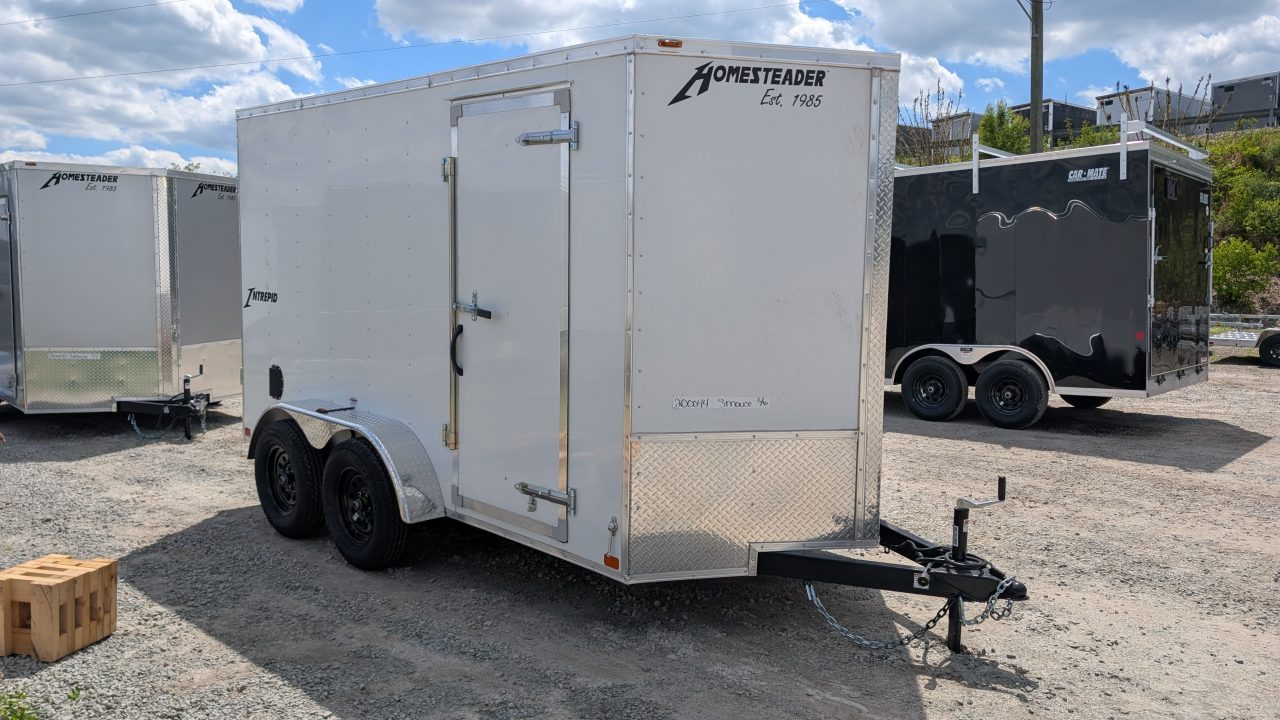 New 2026 Homesteader 6x12 Tandem Intrepid V-Nose Cargo Trailer w/ Barn Doors