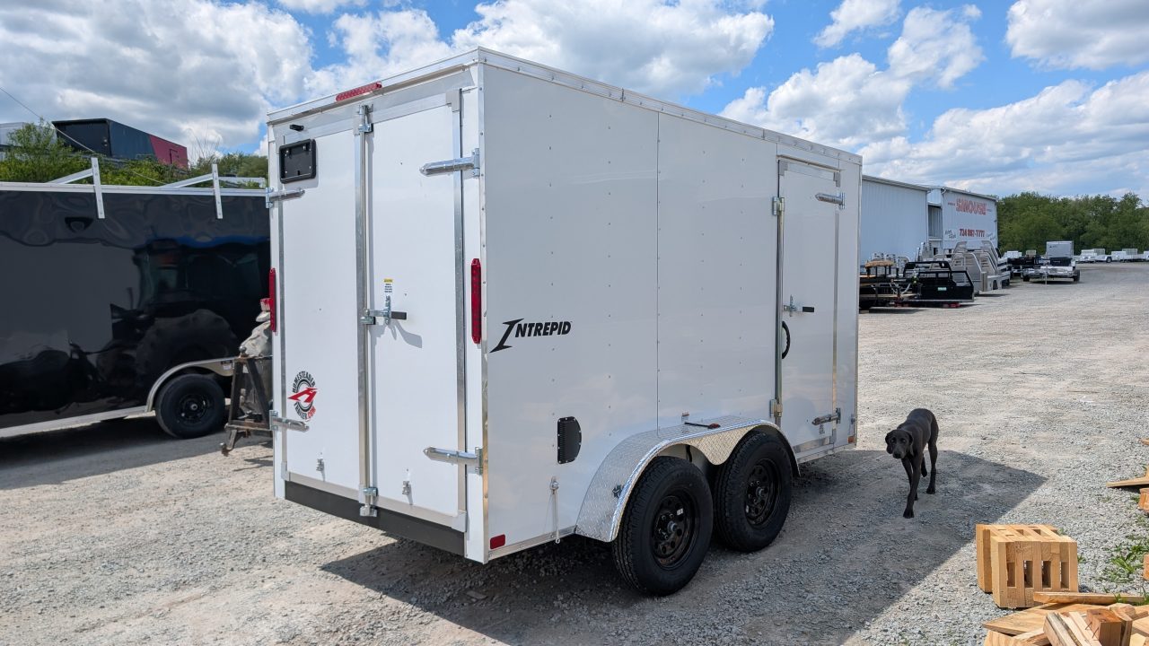 New 2026 Homesteader 6x12 Tandem Intrepid V-Nose Cargo Trailer w/ Barn Doors