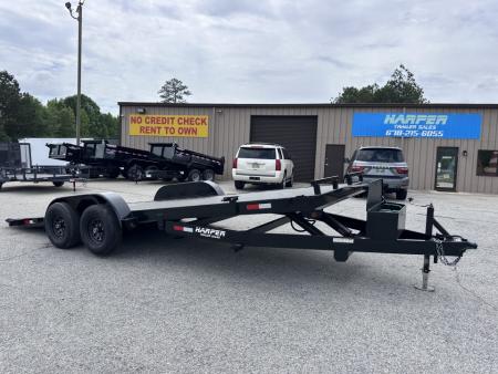New 2027 7x20 10K HYDRAULIC TILT STEEL FLOOR CAR HAULER WITH 2 BRAKE DROP AXLES AND REMOVABLE FENDER