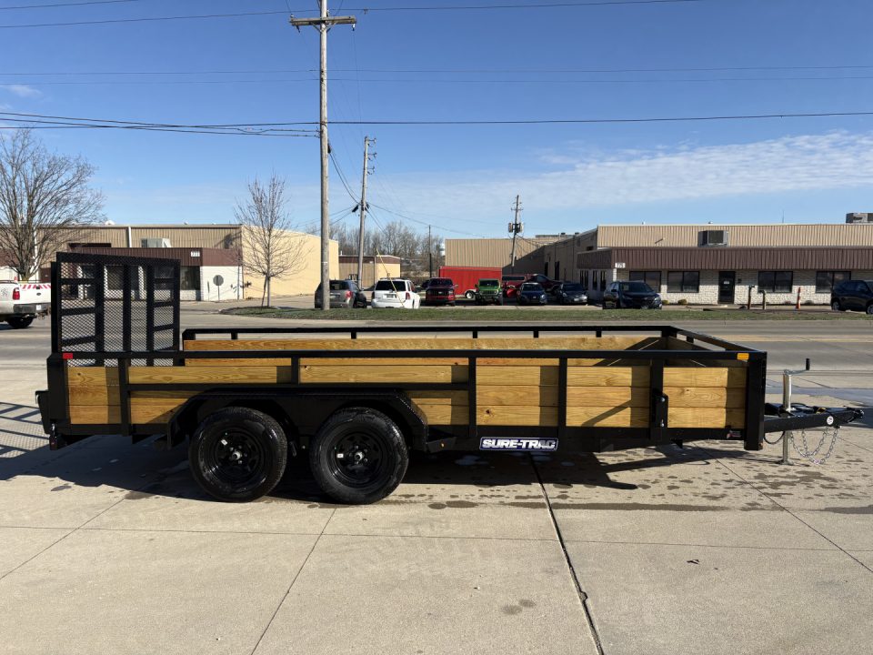 New 2026 Sure-Trac 7 x 16 Tube Top Three Board Trailer 7K Tandem Utility Trailer