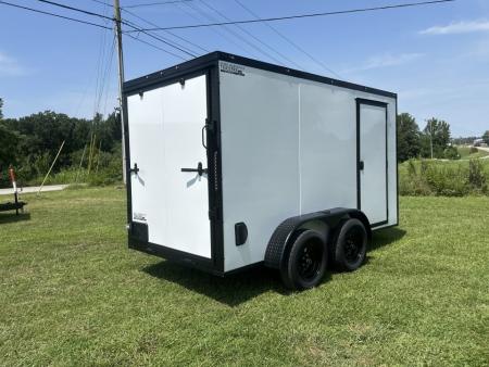 New 2027 6X12 - Enclosed Trailer- 3500LB Tandem Axle - White Poly - Blackout