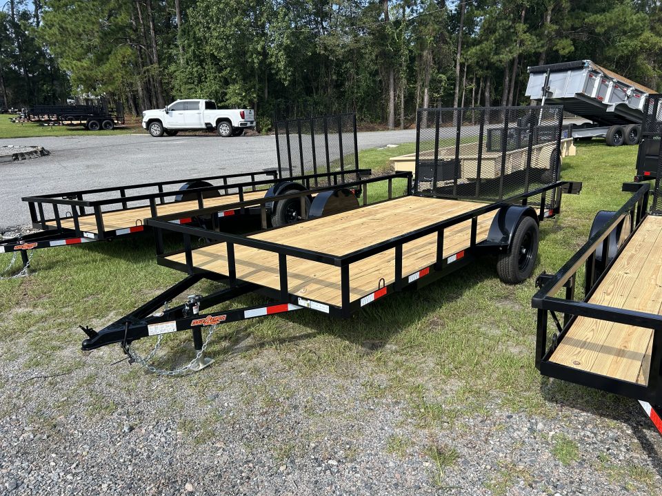 New 2027 Down 2 Earth Trailers 82X14 Utility Trailer, Tuning Top Rail, Spring Assisted Ramp Gate