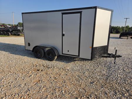 New 2027 Rock Solid 7X14 TANDEM 7K SEMI SCREWLESS CARGO BLACKOUT TRIM W/7' HEIGHT & RAMP DOOR