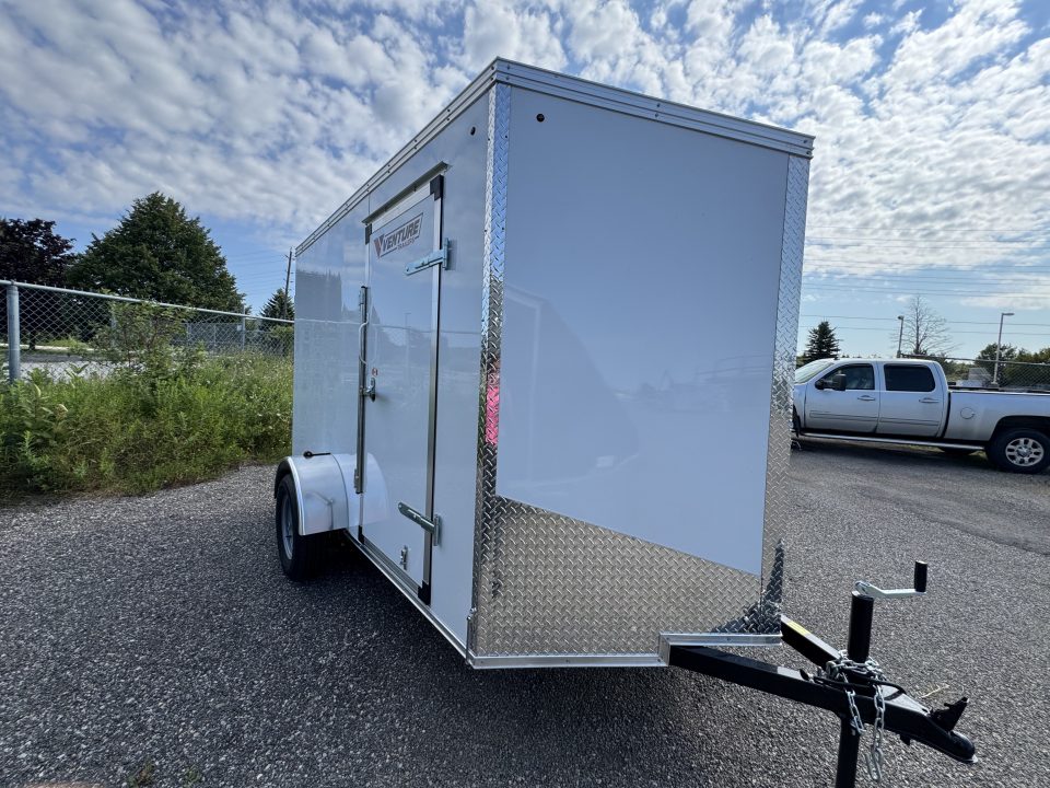New 2026 6x10 + V-Nose Enclosed Cargo Trailer, rear barn doors