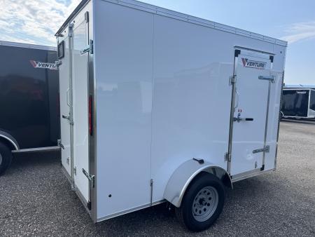 New 2026 6x10 + V-Nose Enclosed Cargo Trailer, rear barn doors