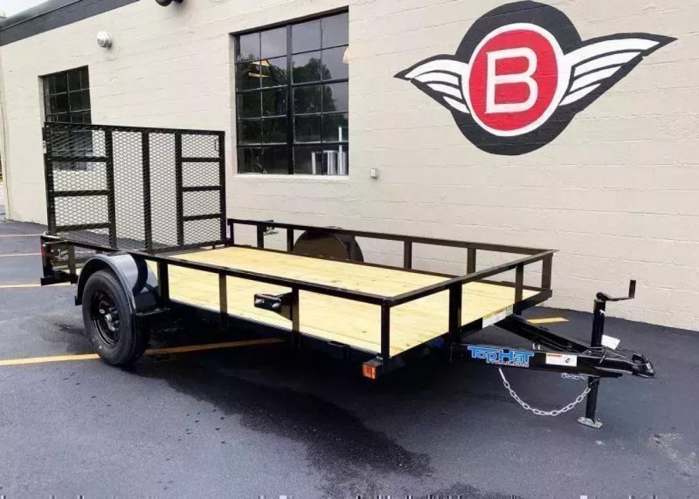 New 2026 Top Quality Top Hat 77x12 Open Utility Trailer - Rear Ramp!
