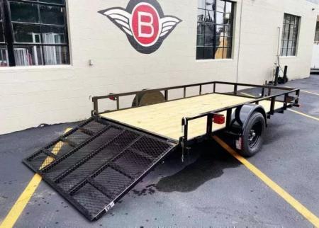 New 2026 Top Quality Top Hat 77x12 Open Utility Trailer - Rear Ramp!